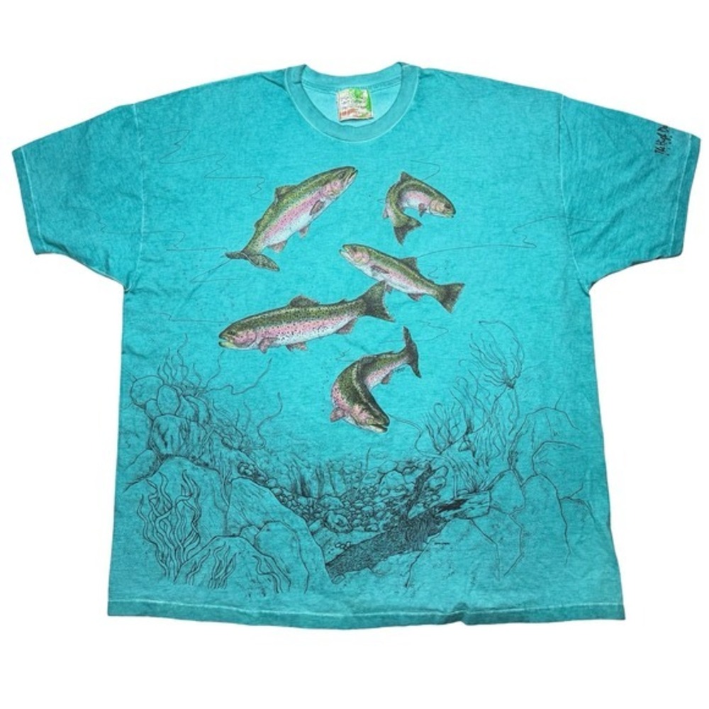 Vintage 90s High Desert Museum Bend Oregon trout fish animal nature shirt